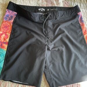 Billabong Black Board Shorts with Colorful Side Accents